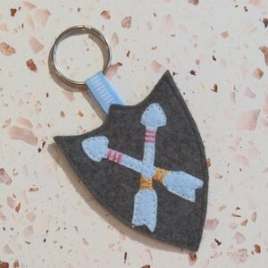 Handcrafted Shield Key Fob Crossed Arrows Felt Applique Bravery Quote  | New #9